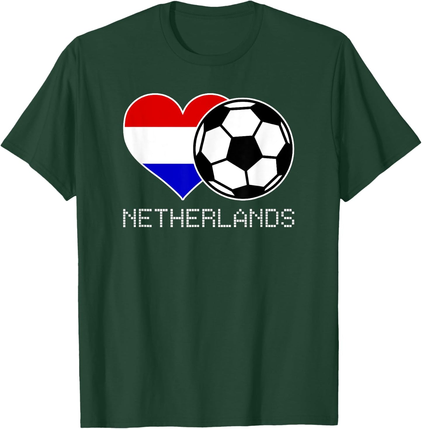 Netherlands Soccer Dutch Flag Love Nederland Pride Heart T-Shirt - T-Shirt | Forest