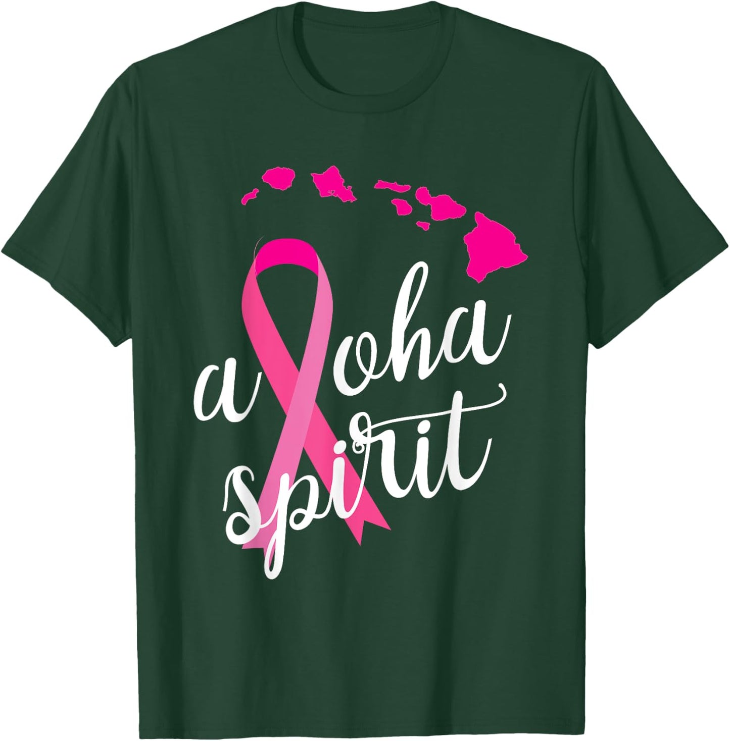 Aloha Spirit Breast Cancer Awareness Hawaii islands T-Shirt - T-Shirt | Forest