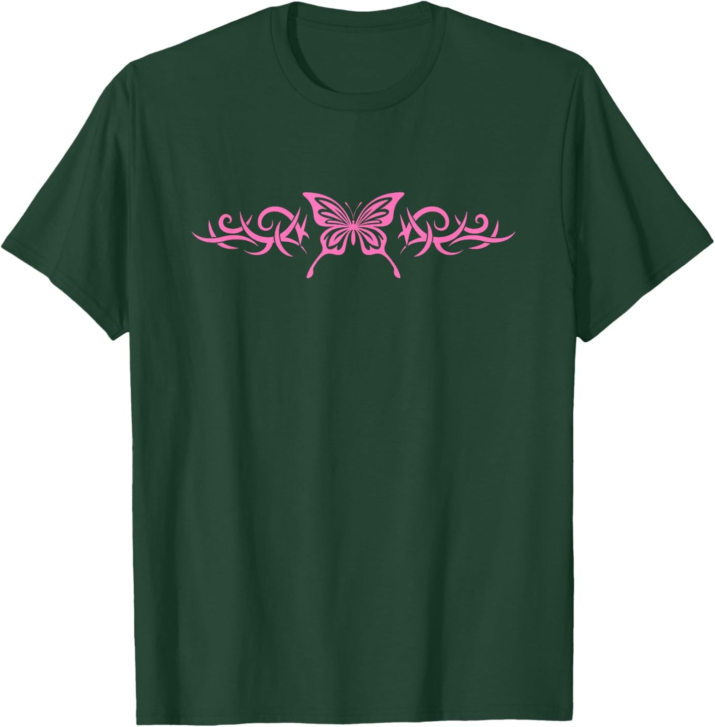 Pink Butterfly Tattoo Harajuku Grunge Egirl y2k Aesthetic T-Shirt - T-Shirt | Forest