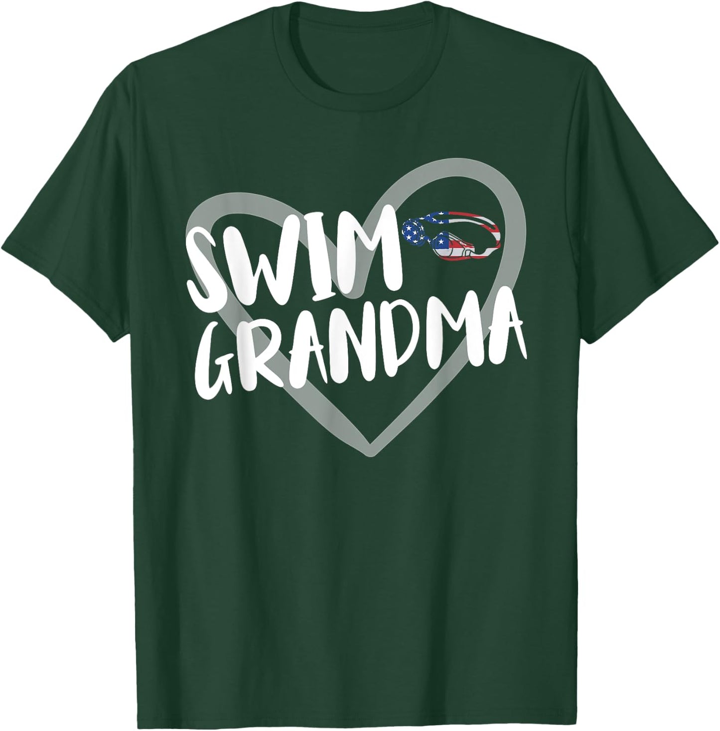 Funny Swimming Swim Grandma USA Flag T-Shirt - T-Shirt | Forest
