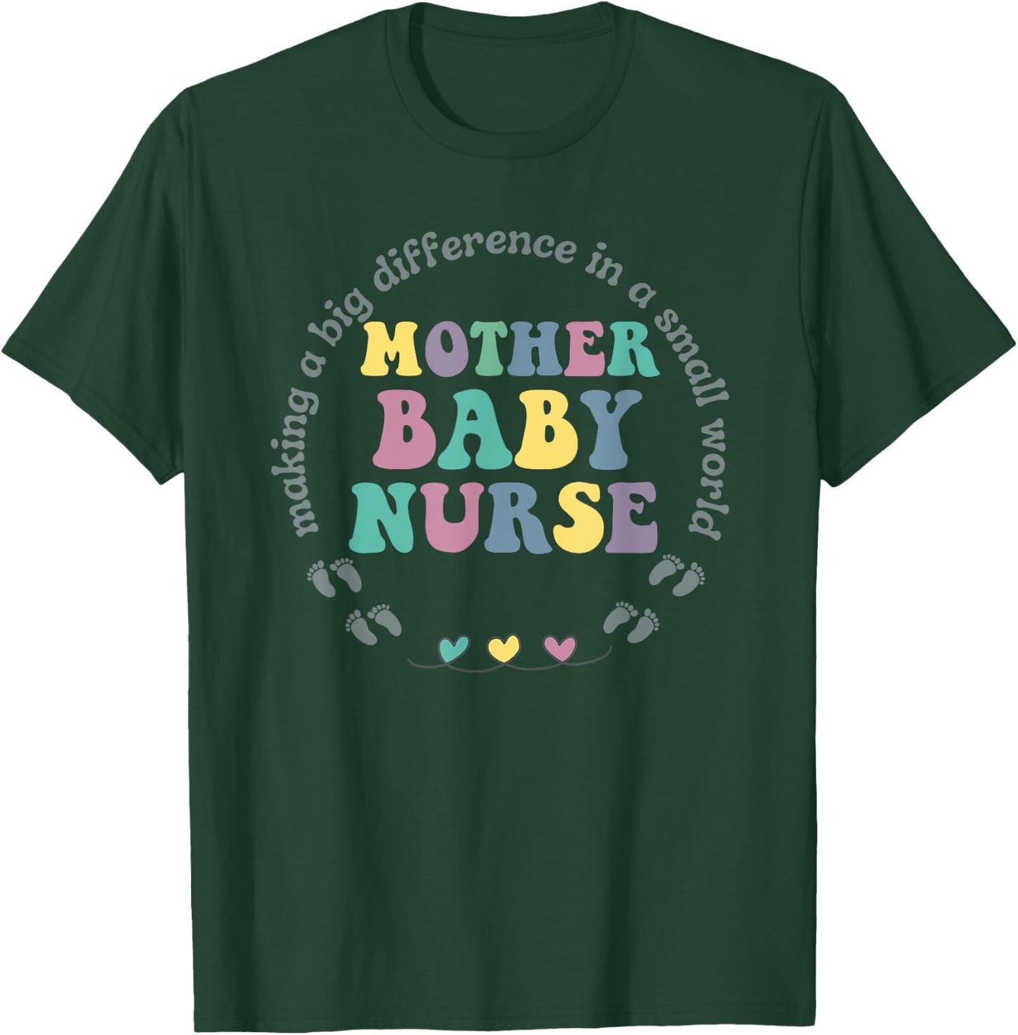 groovy Mother Baby Nurse Postpartum Mom Baby Nursing T-Shirt - T-Shirt | Forest