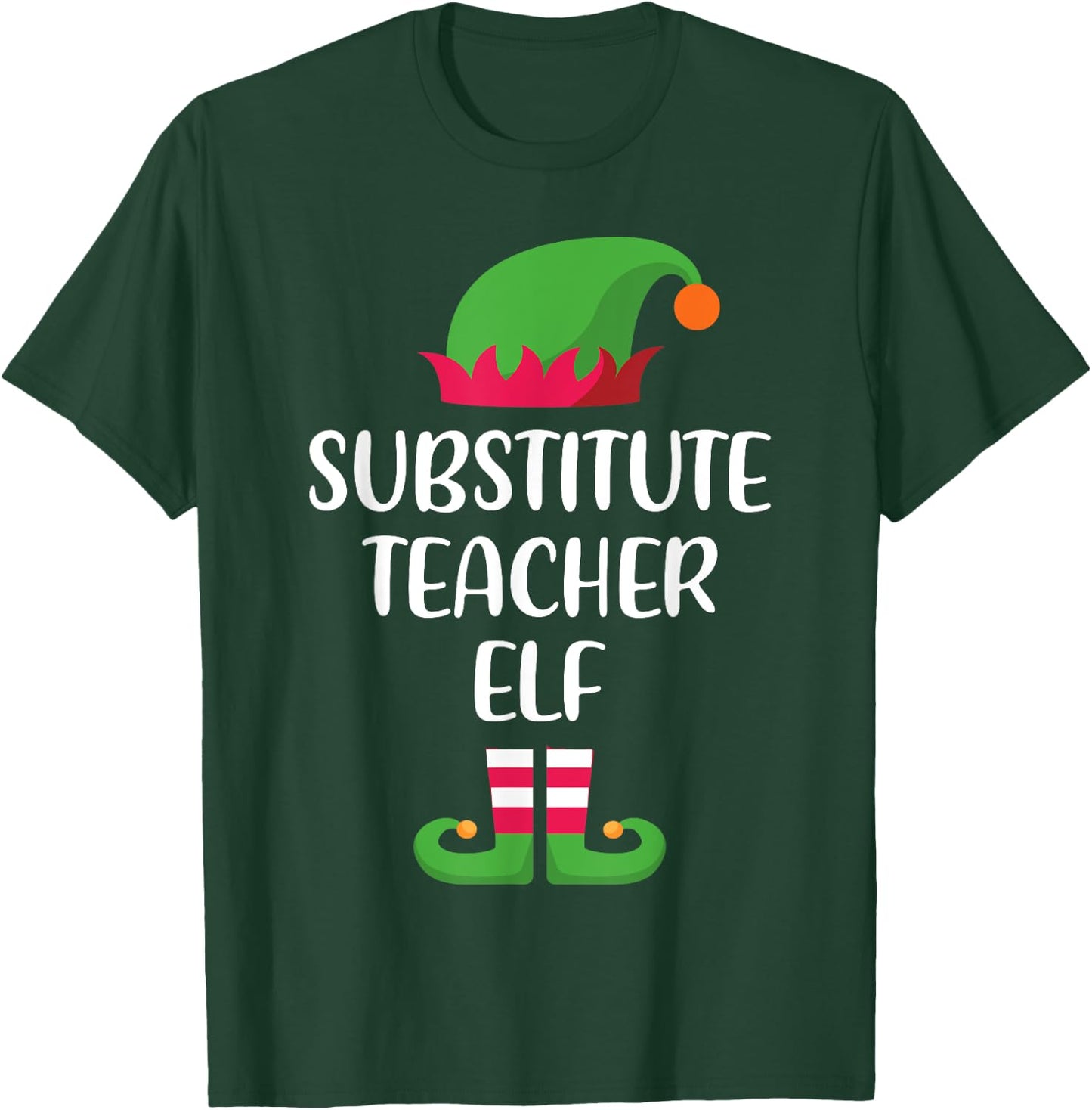 Substitute Teacher Elf Christmas Family Matching group T-Shirt - T-Shirt | Forest