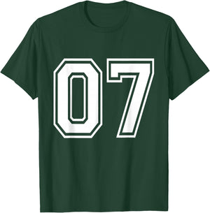 Number 07 Varsity Sports Team Jersey 7th Birthday 7 Years T-Shirt - T-Shirt | Forest