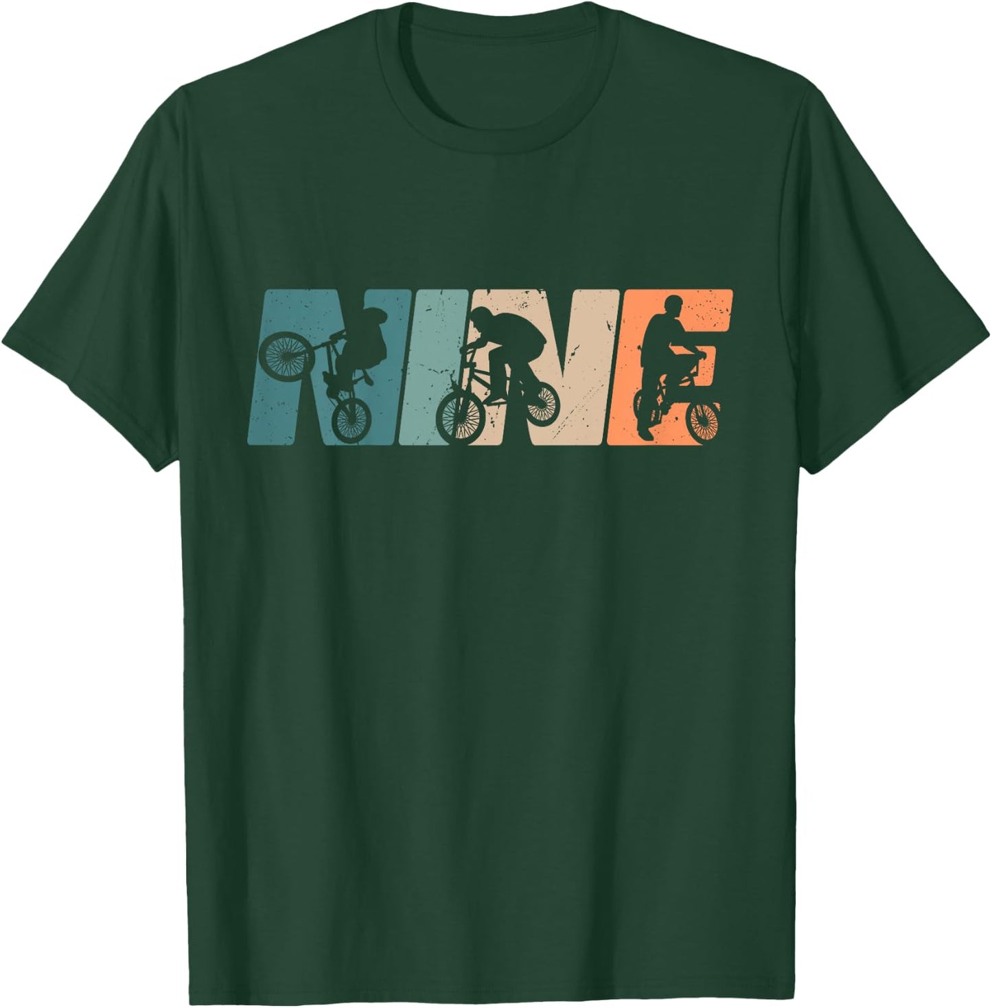 Kids 9 Year Old BMX Rider Birthday Party Boys Dirt Biking 9th T-Shirt - T-Shirt | Forest