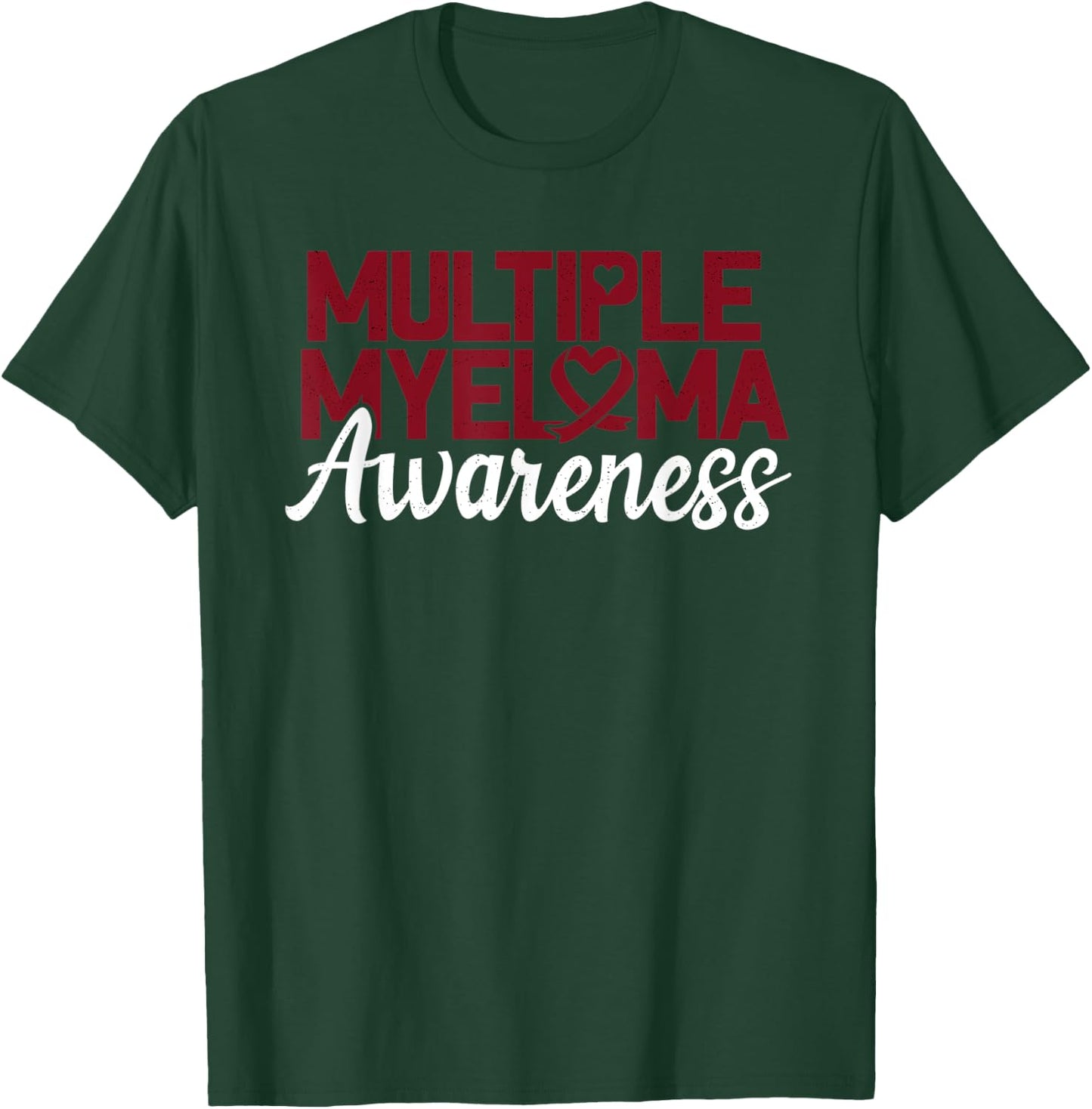 Multiple Myeloma Awareness Blood Cancer Burgundy Ribbon T-Shirt - T-Shirt | Forest