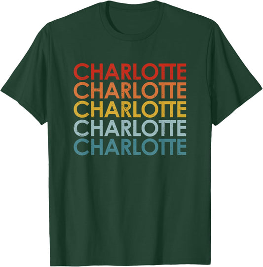 Vintage Charlotte North Carolina Retro Souvenir boys girls T-Shirt - T-Shirt | Forest