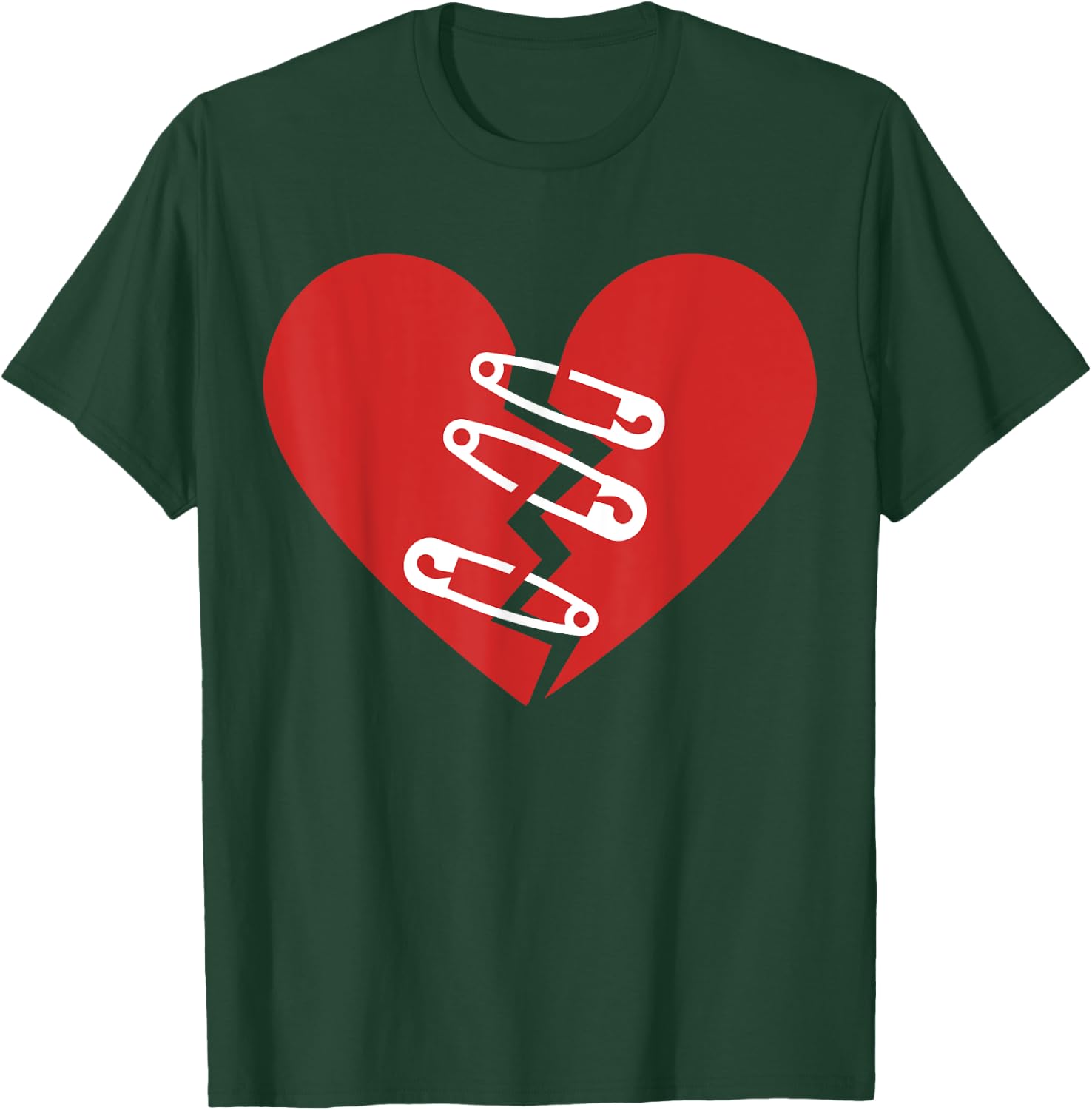 Broken Heart and Safety Pins Heartbreak For Funny Women's T-Shirt - T-Shirt | Forest