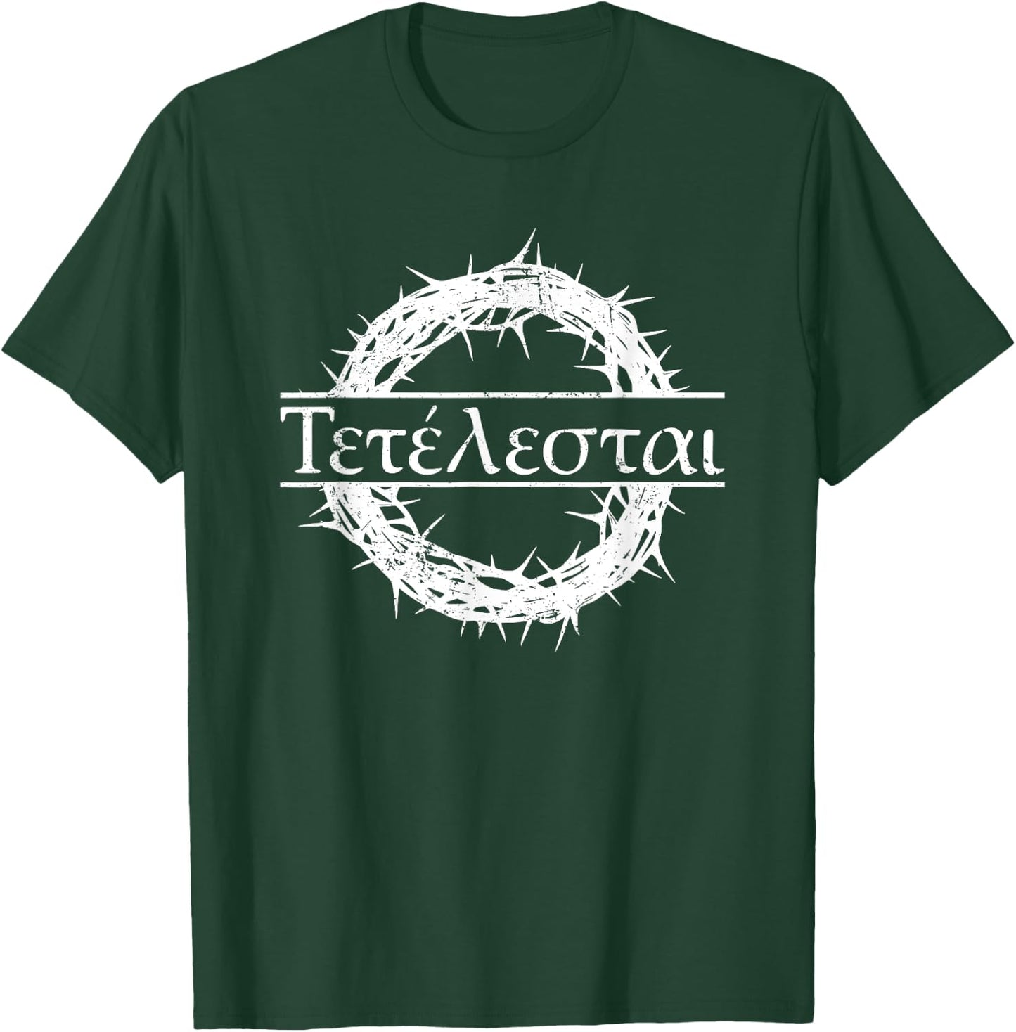 Glaube an Jesus Bibel Gott Christliche Zitate Tetelestai Greek Bible Quote "Es ist vollbracht Jesus" -Adults Black Cotton, Polyester Short Sleeve T-Shirt - T-Shirt | Forest