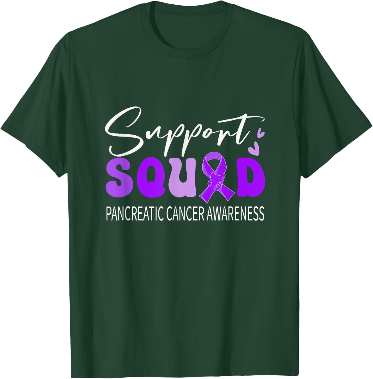 Support Squad Purple Ribbon Pancreatic Cancer Awareness T-Shirt - T-Shirt | Forest