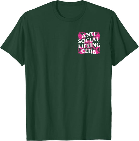 Anti Social Lifting Club: Barbells Crossed Skull (Hot Pink) T-Shirt - T-Shirt | Forest
