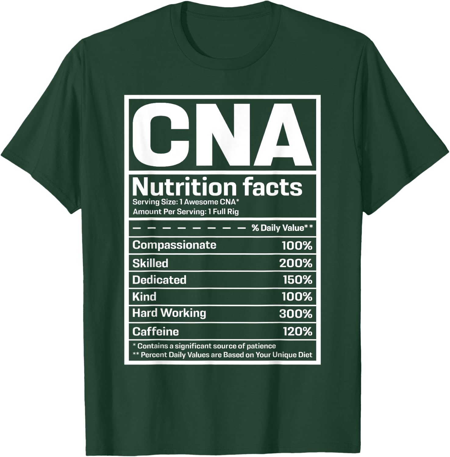 CNA Certified Nursing Assistant Gifts CNA Humor Black -Adults Small Short Sleeve Regular Fit Modern Humor Professional Use T-Shirt - T-Shirt | Forest