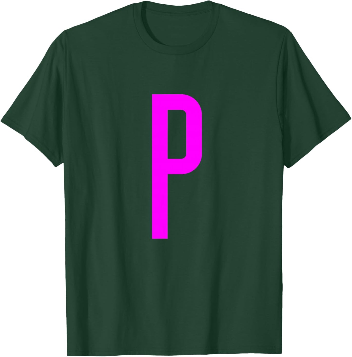 Letter P Magenta Initial Monogram T-Shirt - T-Shirt | Forest