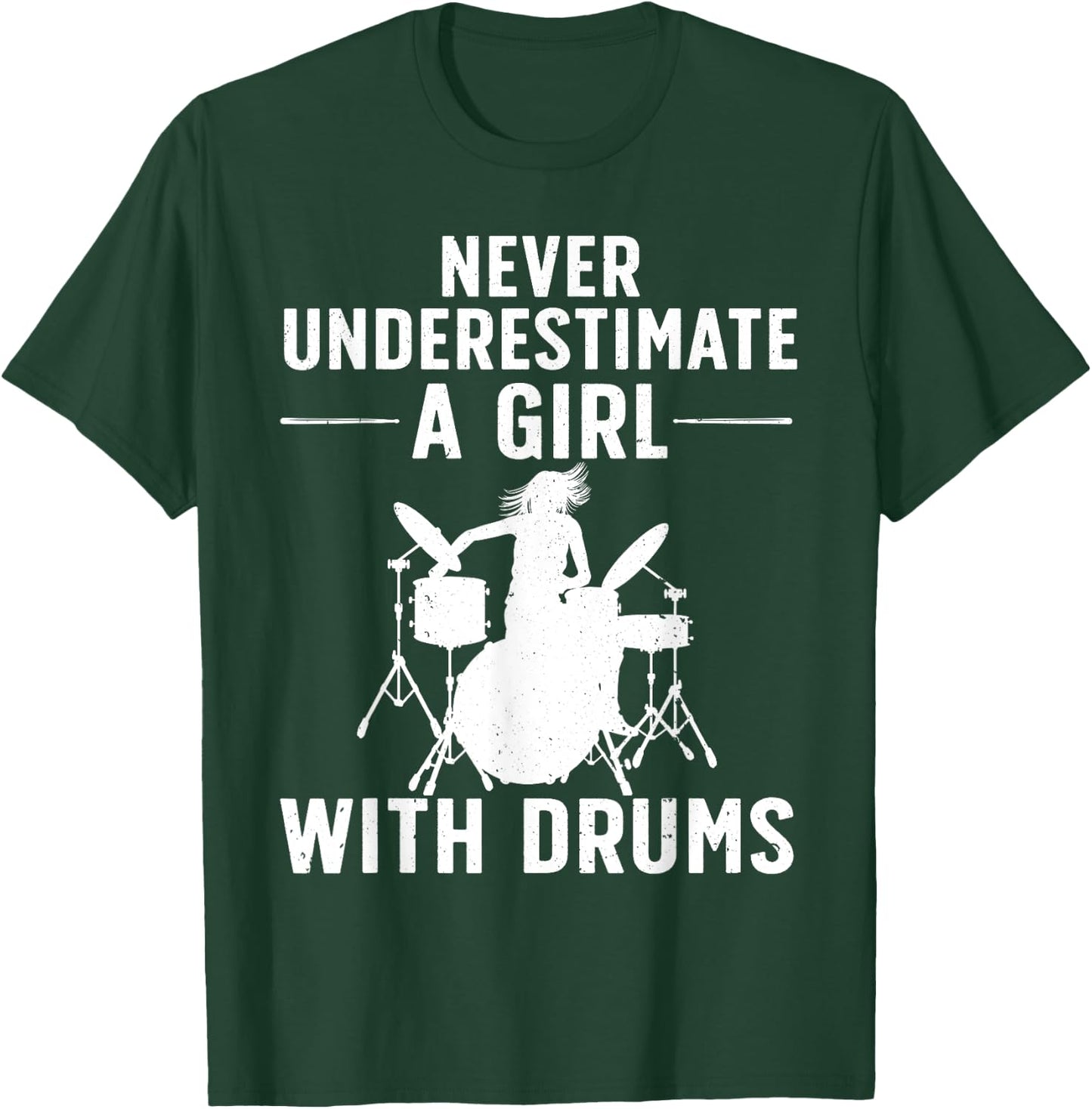 Funny Drummer Design Girls Kids Drums Player Lover T-Shirt - T-Shirt | Forest