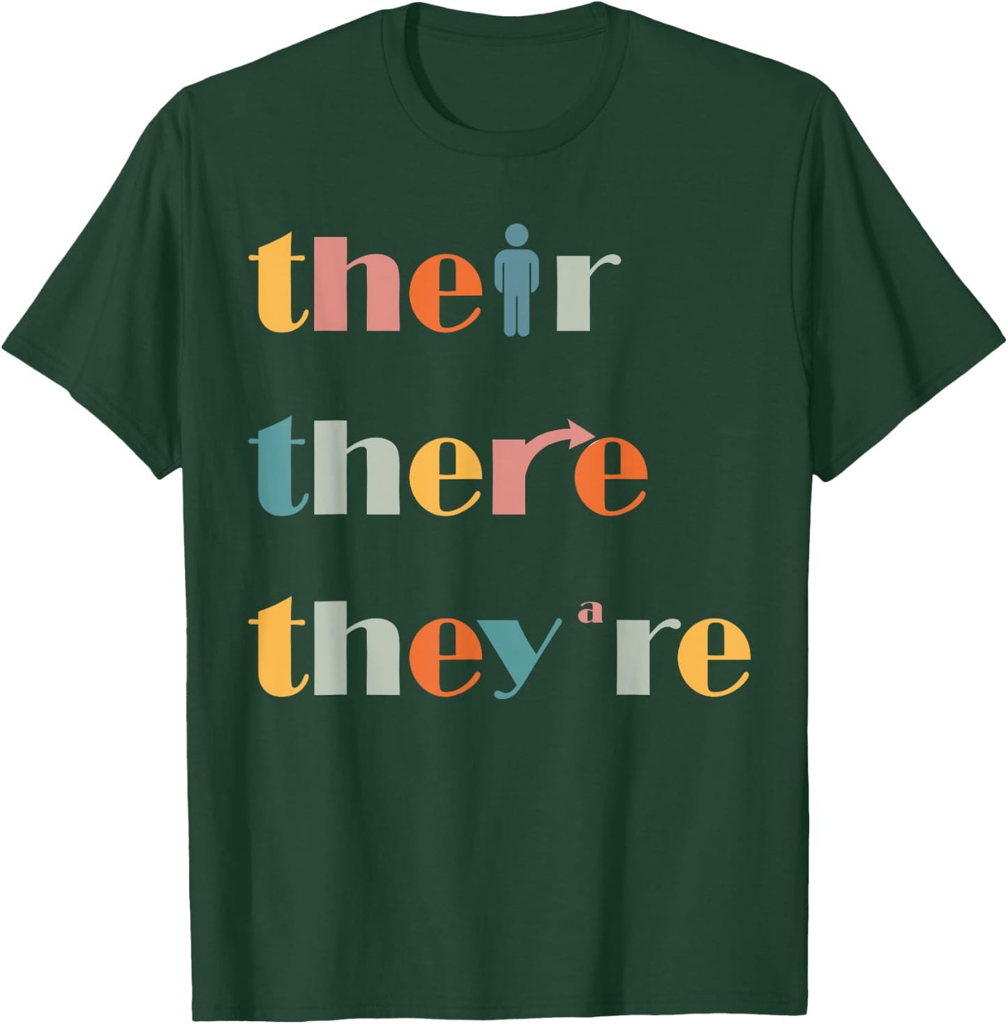Their There They're English Teacher Grammar Explanation Men Women T-Shirt - T-Shirt | Forest