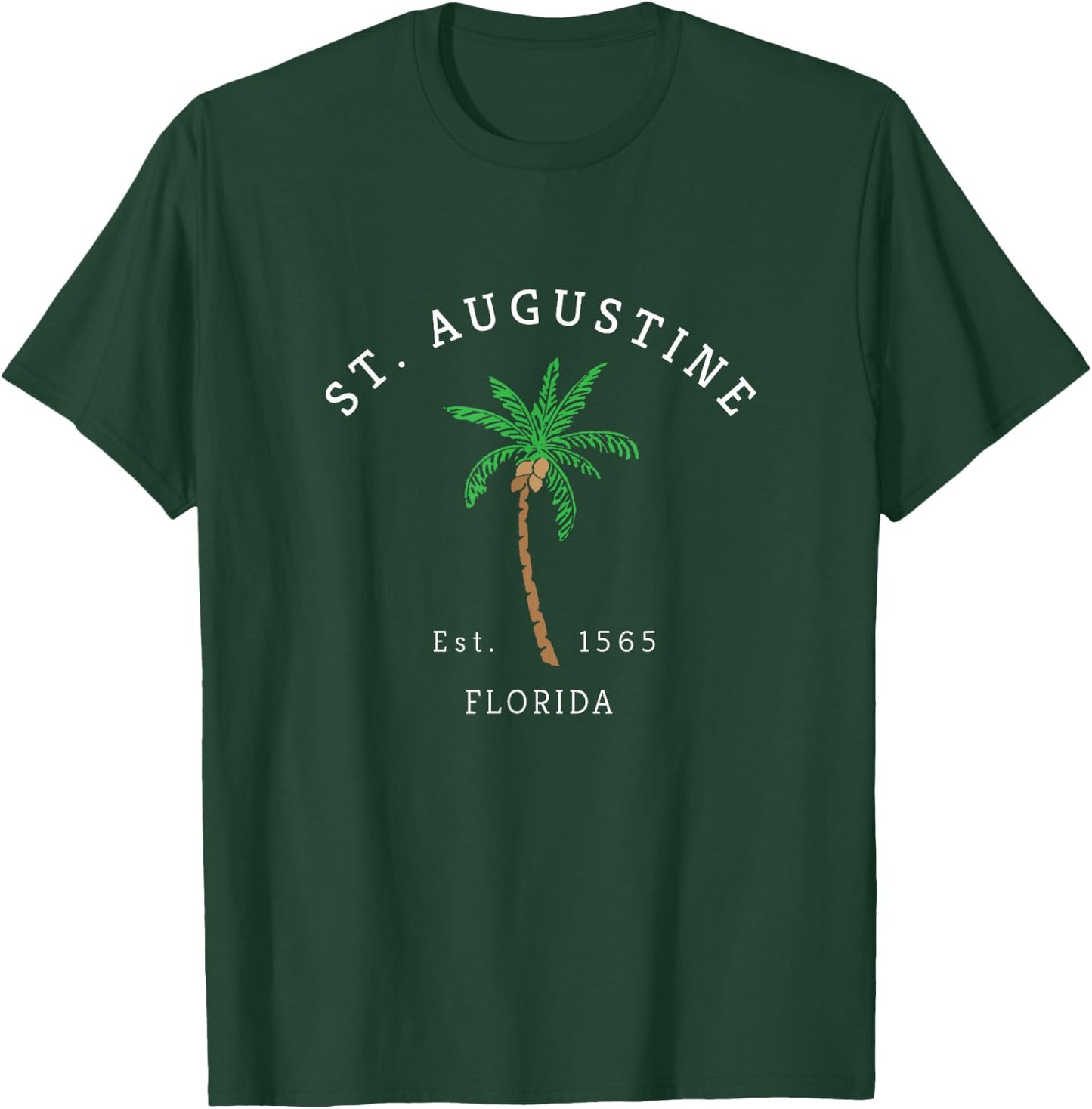 Retro Cool St. Augustine Florida Colorful Palm Tree Novelty T-Shirt - T-Shirt | Forest