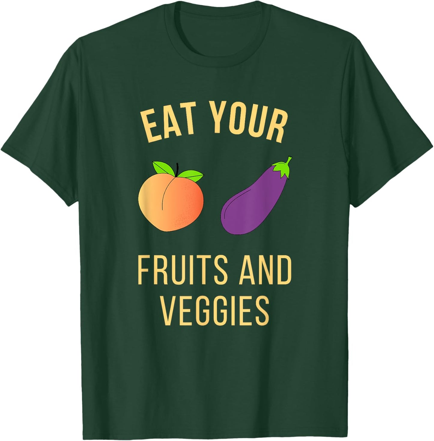 Funny Adult Shirt - Eggplant and Peach - Eat Fruit and Veg T-Shirt - T-Shirt | Forest