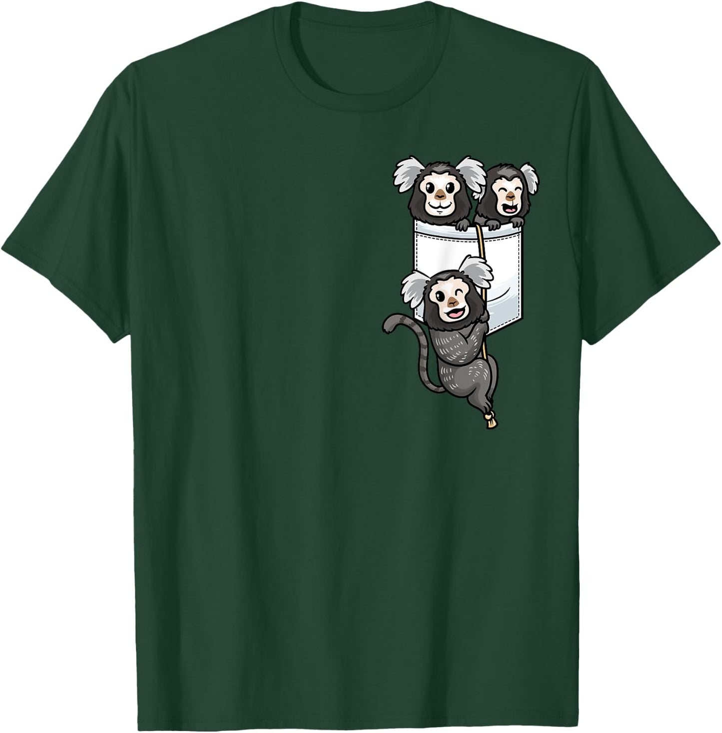 Marmoset Monkey In Pocket T-Shirt - T-Shirt | Forest
