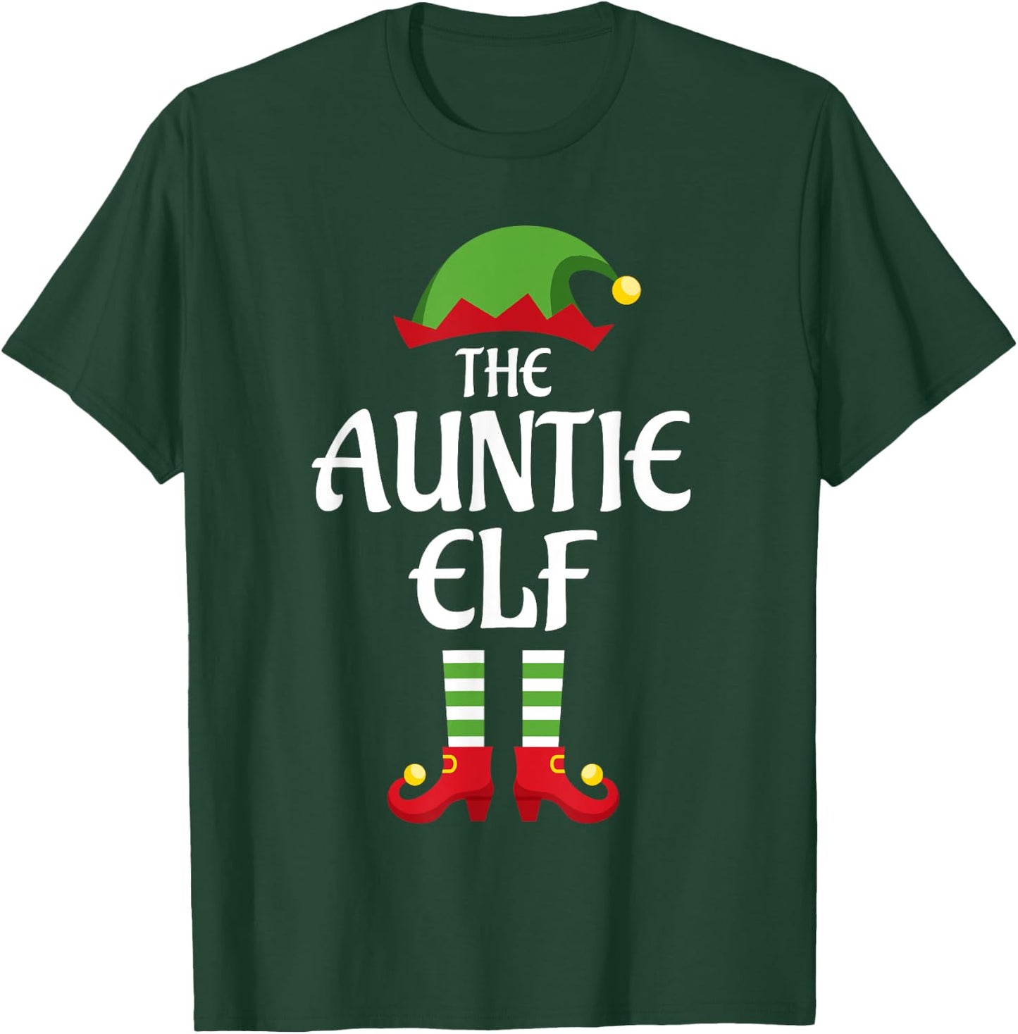 Auntie Elf Family Matching Group Christmas Aunt T-Shirt - T-Shirt | Forest