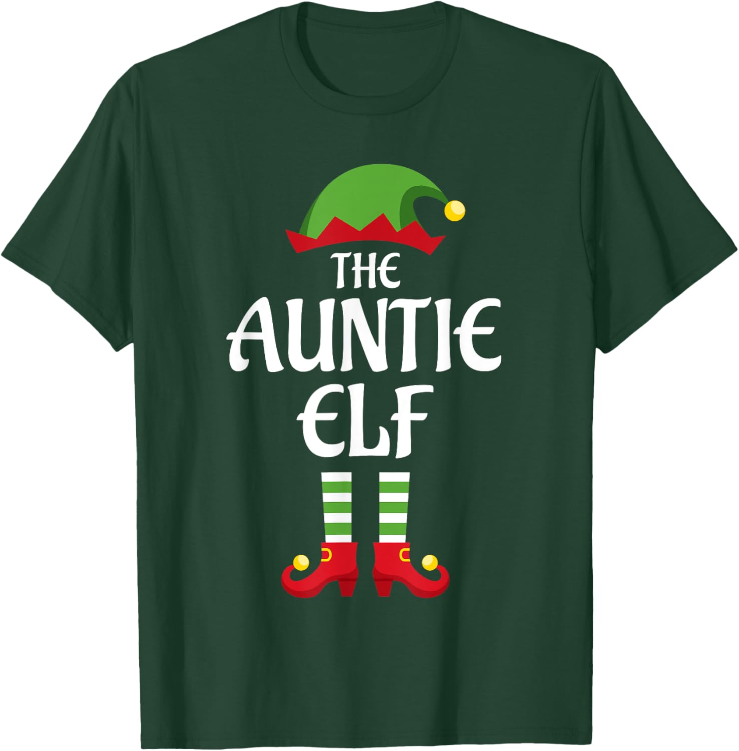 Auntie Elf Family Matching Group Christmas Aunt T-Shirt - T-Shirt | Forest