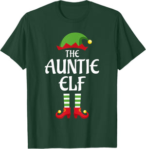 Auntie Elf Family Matching Group Christmas Aunt T-Shirt - T-Shirt | Forest