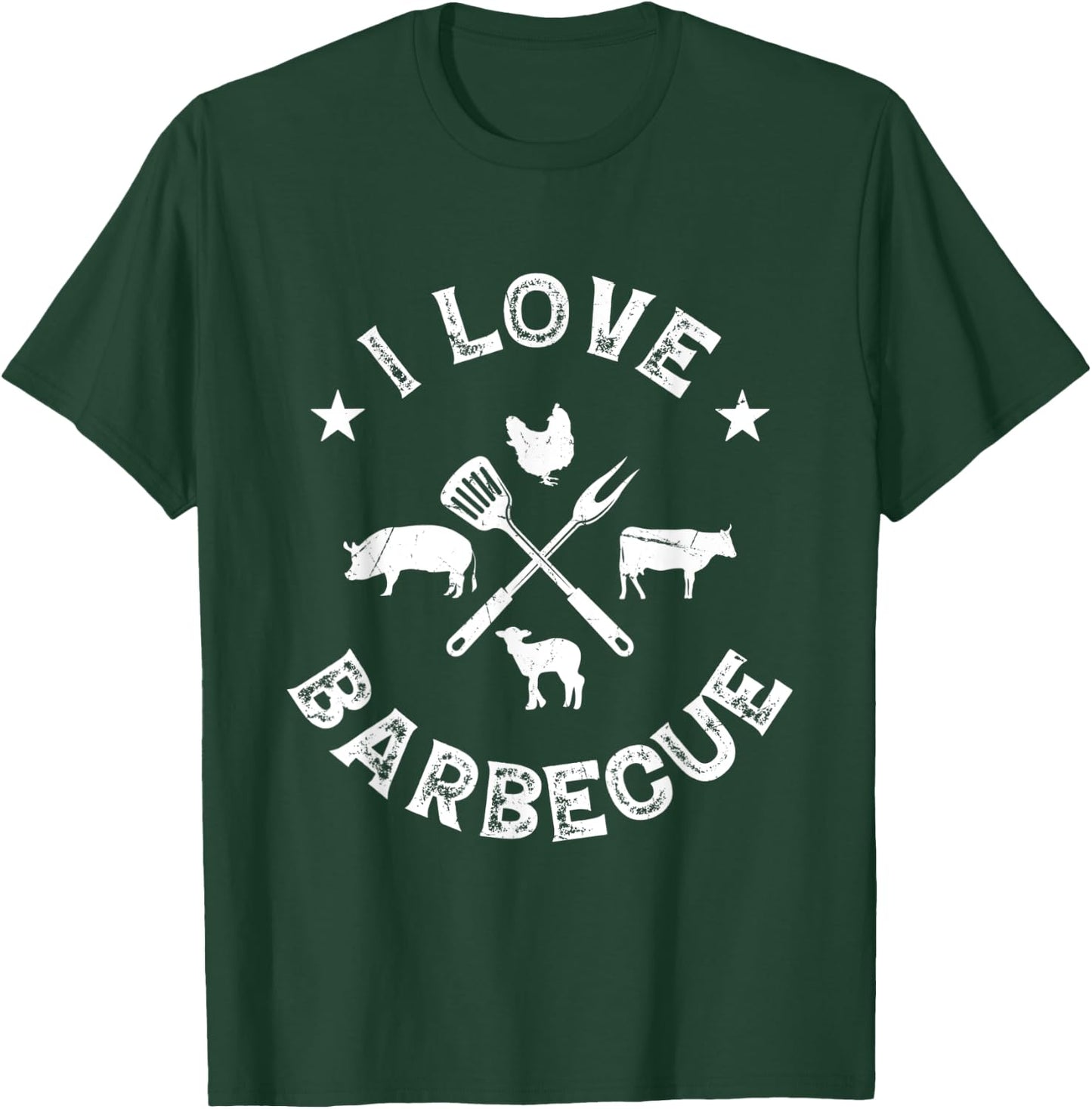 I Love Barbecue Grilling Chef BBQ Meat Lover BBQ Grill Chefs T-Shirt - T-Shirt | Forest