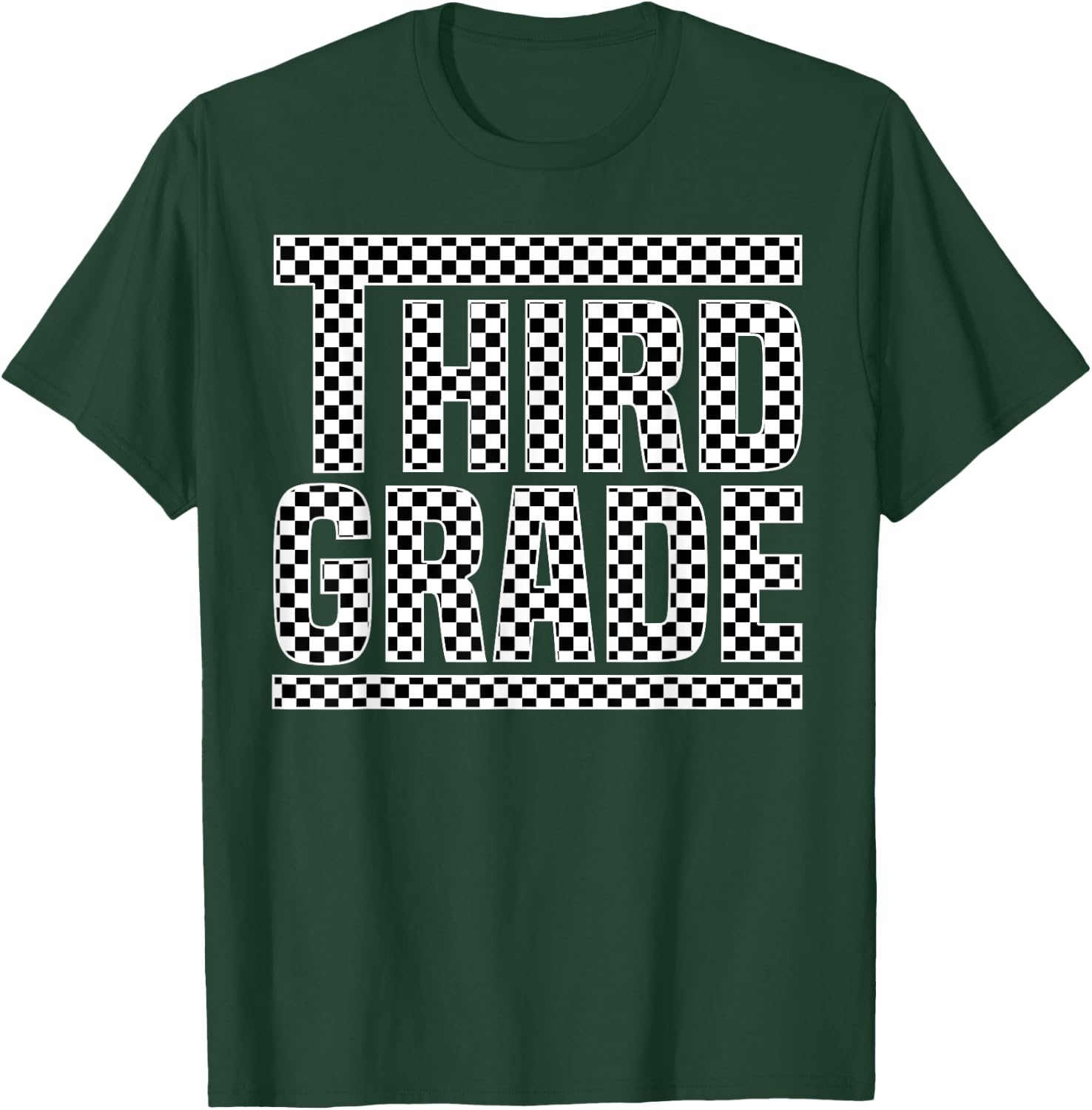Checkered 3rd Grade Back to School Boys Girls Kids Teacher T-Shirt - T-Shirt | Forest
