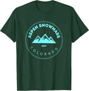 Aspen Snowmass Colorado Mountain Town - Elevated CO Skiing T-Shirt - T-Shirt | Forest