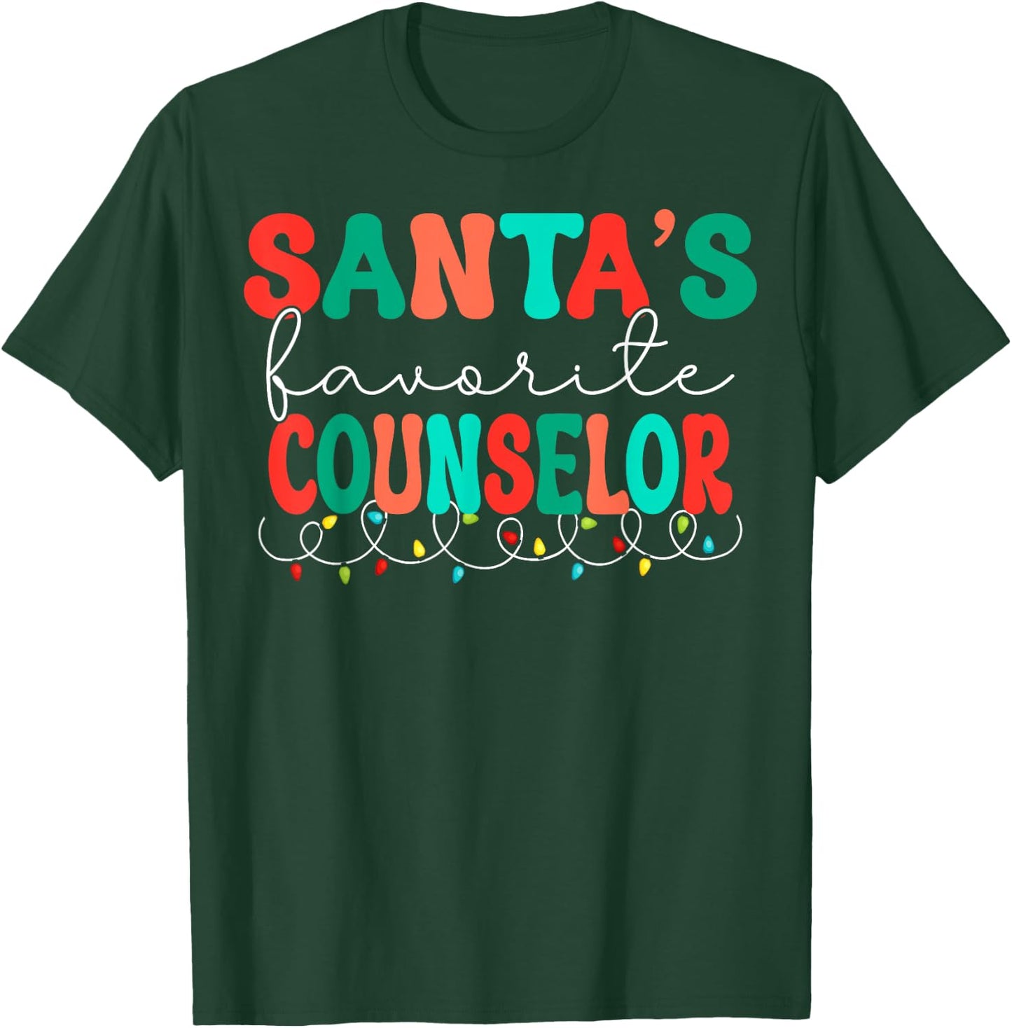 Santas Favorite Counselor Retro Christmas School Counselor T-Shirt - T-Shirt | Forest