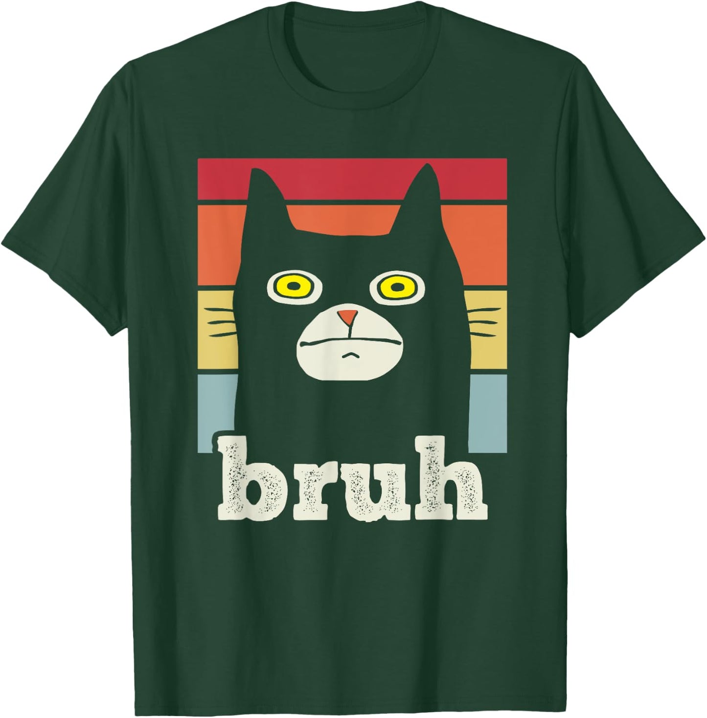 Funny Meme saying Bruh with Cat Greetings Teens Boys Men T-Shirt - T-Shirt | Forest