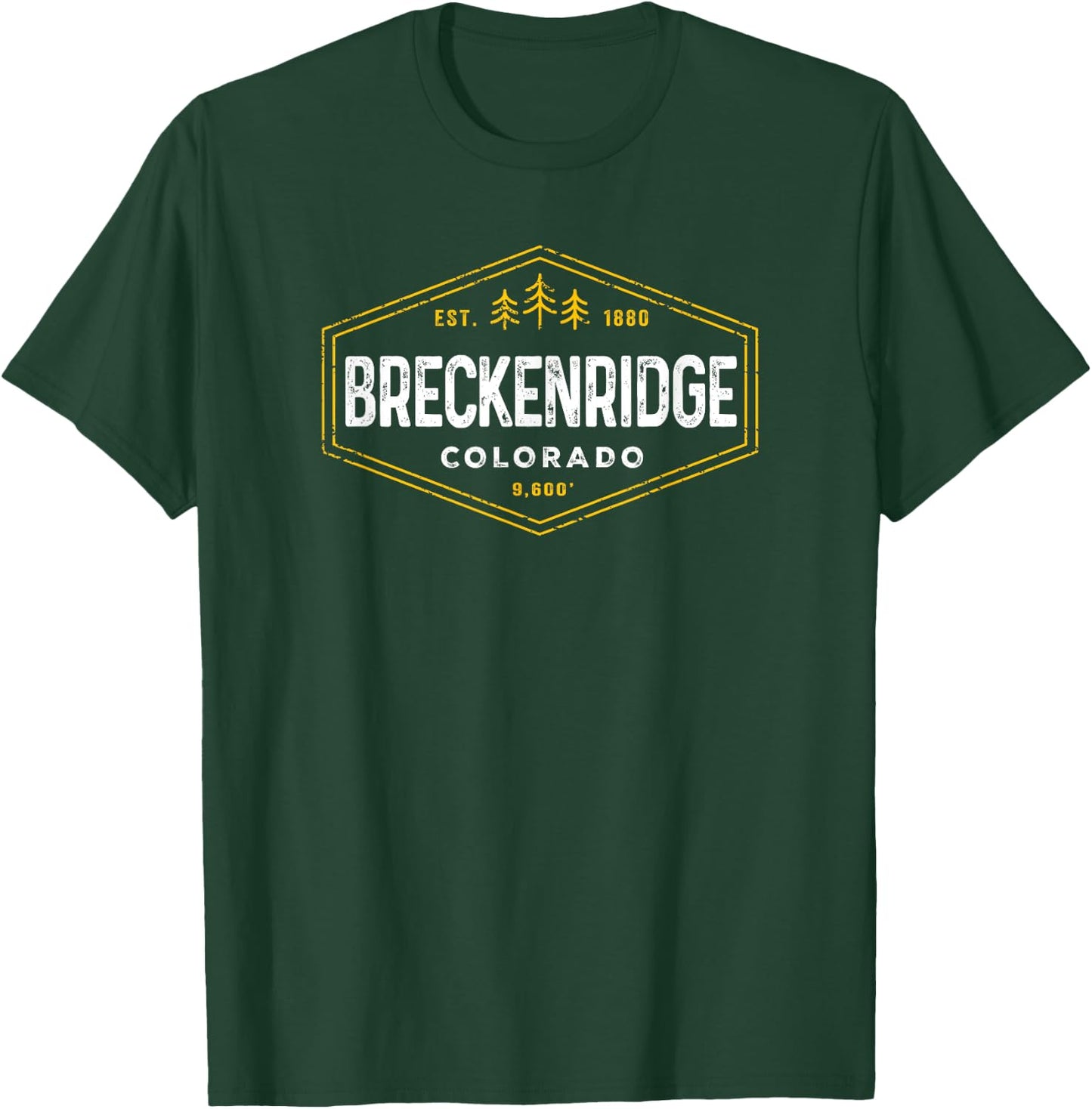 Retro Breckenridge Altitude Hexagon Badge Colorado Souvenir T-Shirt - T-Shirt | Forest