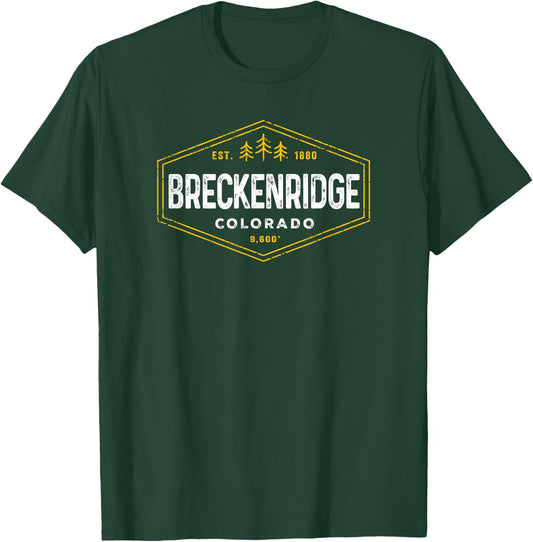 Retro Breckenridge Altitude Hexagon Badge Colorado Souvenir T-Shirt - T-Shirt | Forest