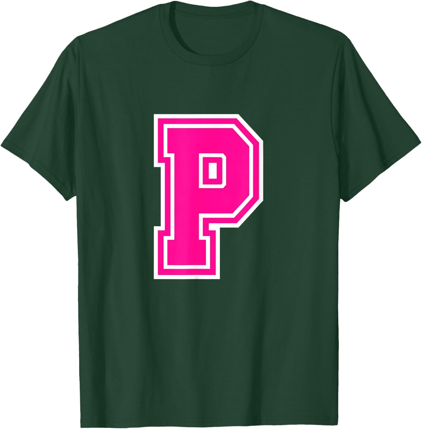 Letter P Pink Monogram Initial T-Shirt - T-Shirt | Forest