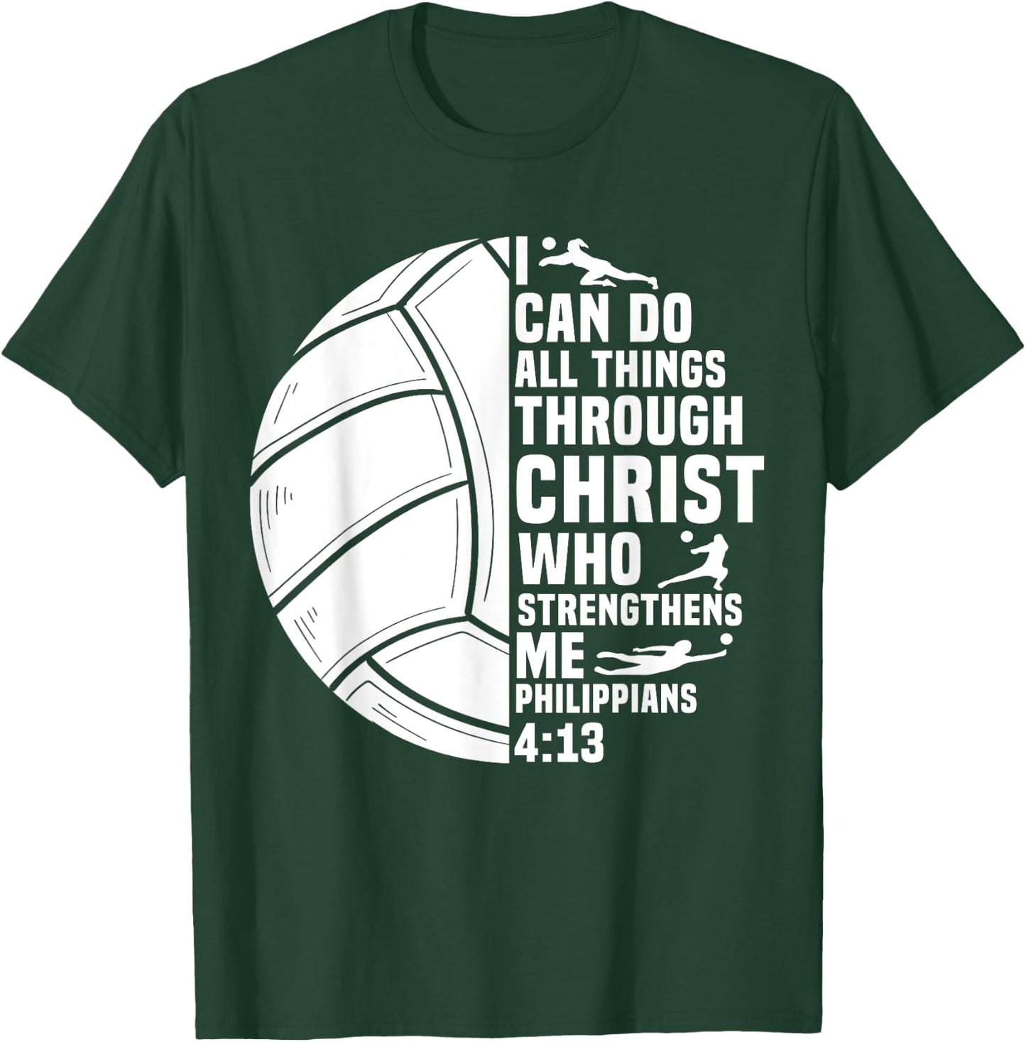 Funny Volleyball Christian Design Women Boys Girls T-Shirt - T-Shirt | Forest