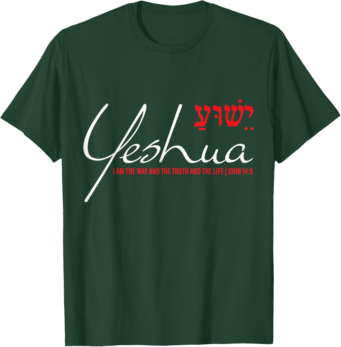 Yeshua Hebrew Shirt Christian John 14:6 Way Truth Life Jesus T-Shirt - T-Shirt | Forest