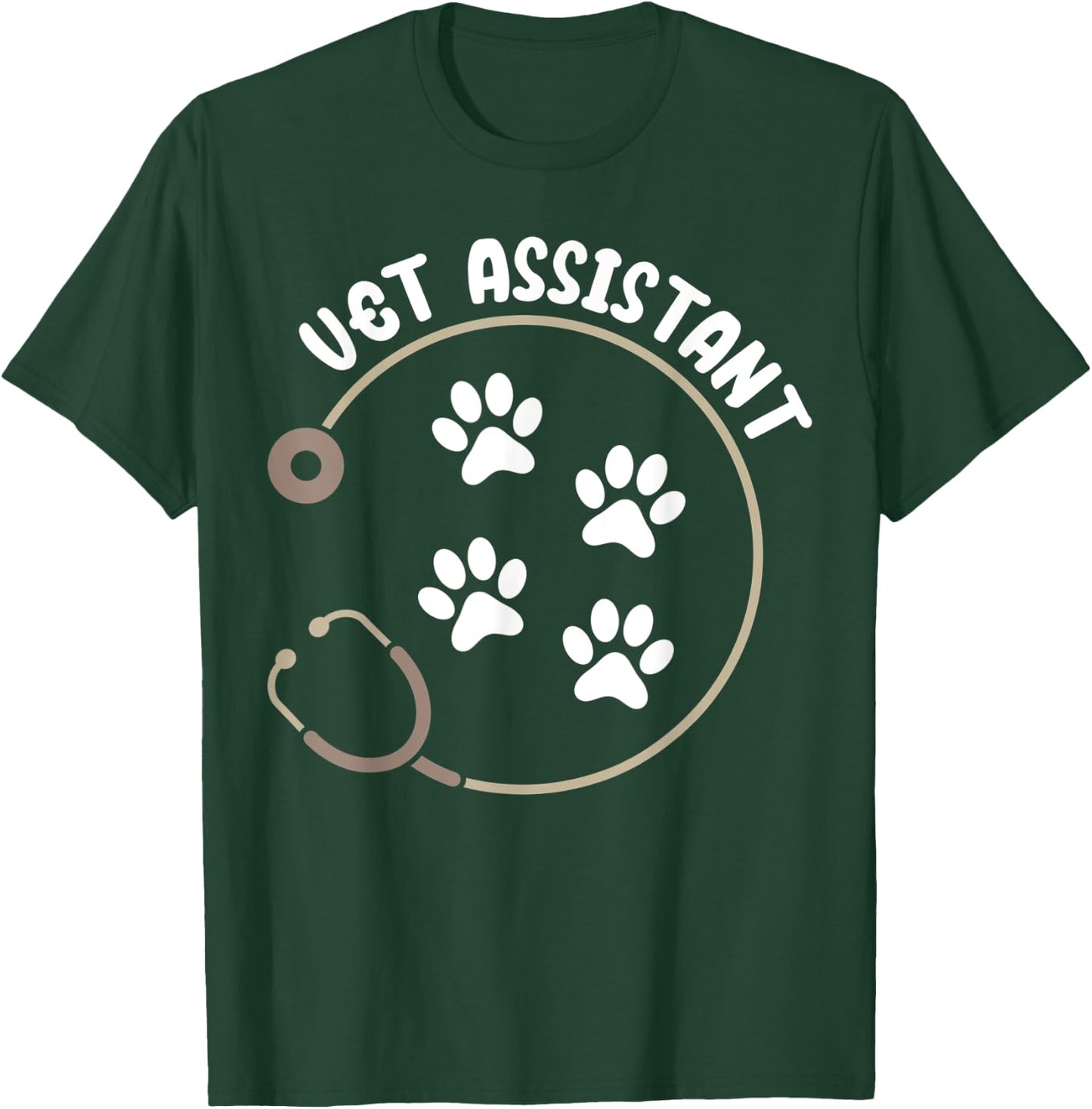 Vet Assistant Stethoscope Veterinary Assistant T-Shirt - T-Shirt | Forest