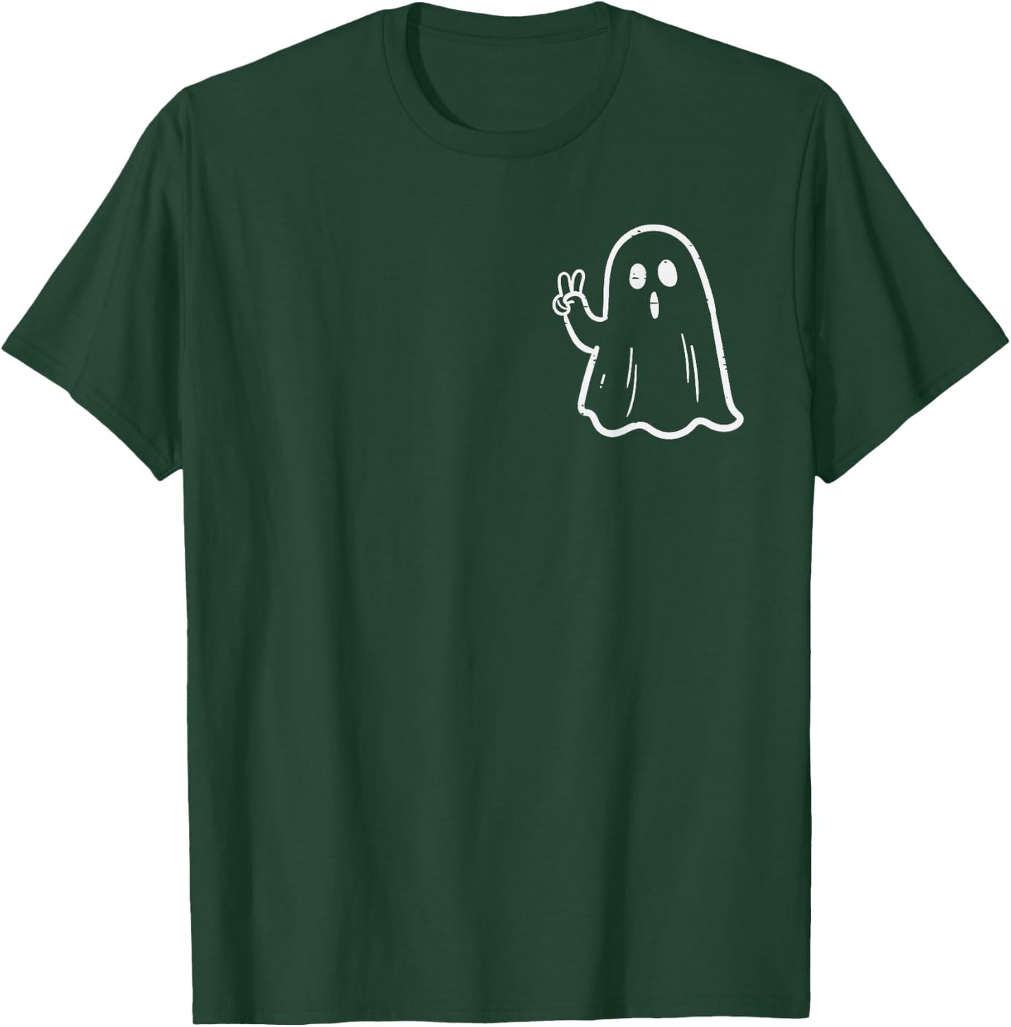 Ghost Peace Sign Pocket Retro Halloween Costume Women Kids T-Shirt - T-Shirt | Forest