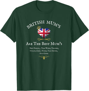 British Mum's, Are the Best Mum's, Uk, Gb, Union Jack Flag T-Shirt - T-Shirt | Forest