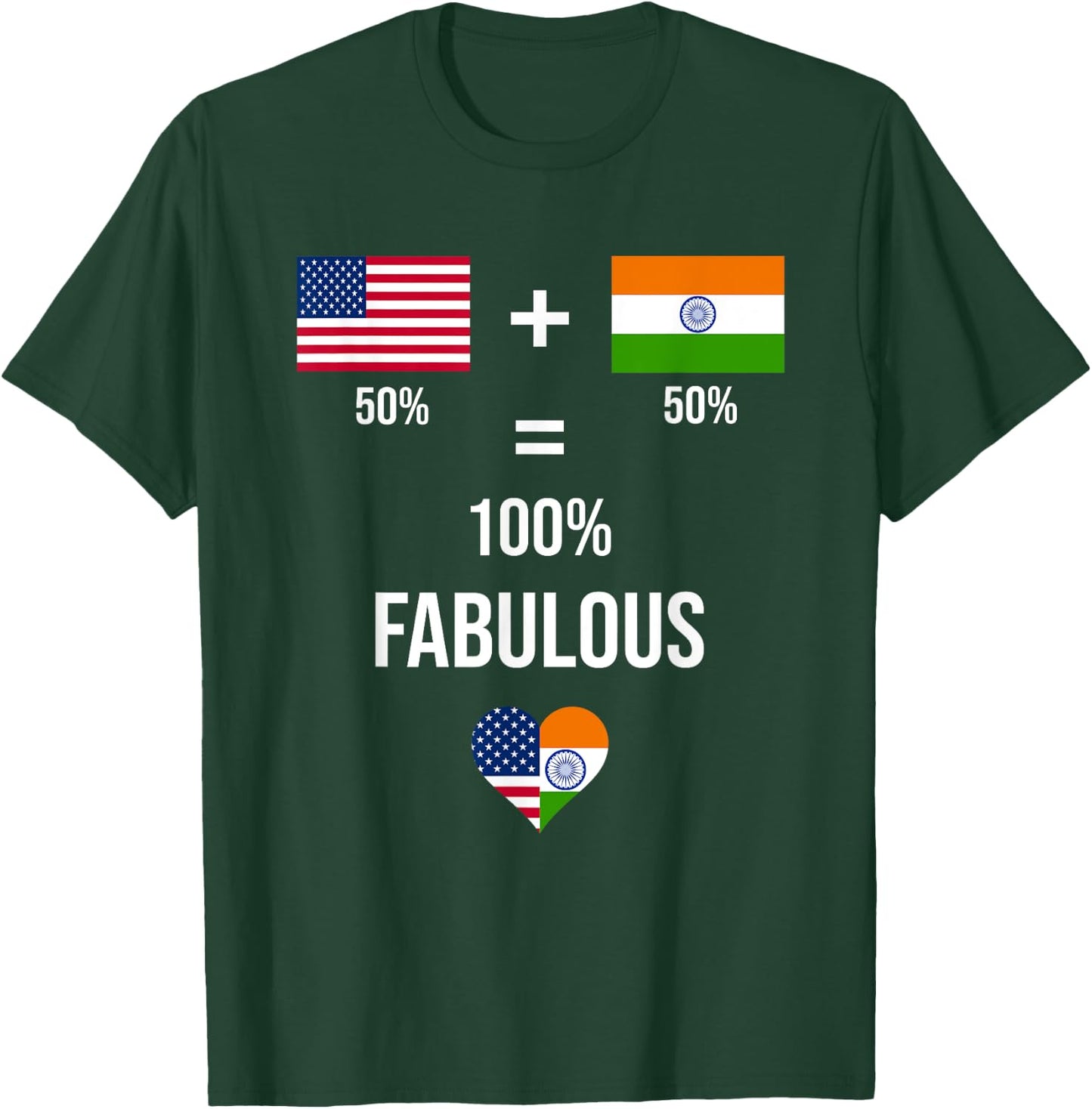 India USA Shirt Fabulous Flags Half Indian Half American T-Shirt - T-Shirt | Forest