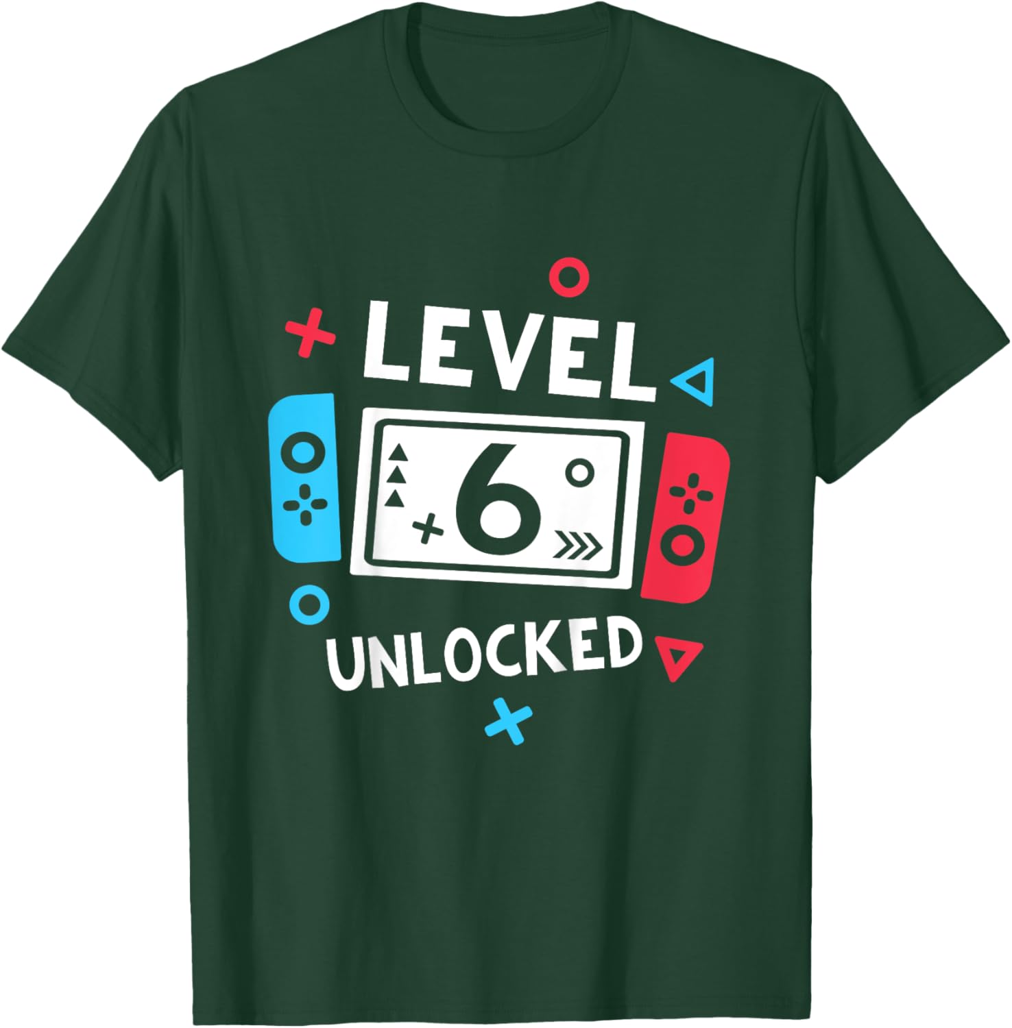 Kids 6th Birthday Shirt Boy Level 6 Unlocked Video Game Party T-Shirt - T-Shirt | Forest
