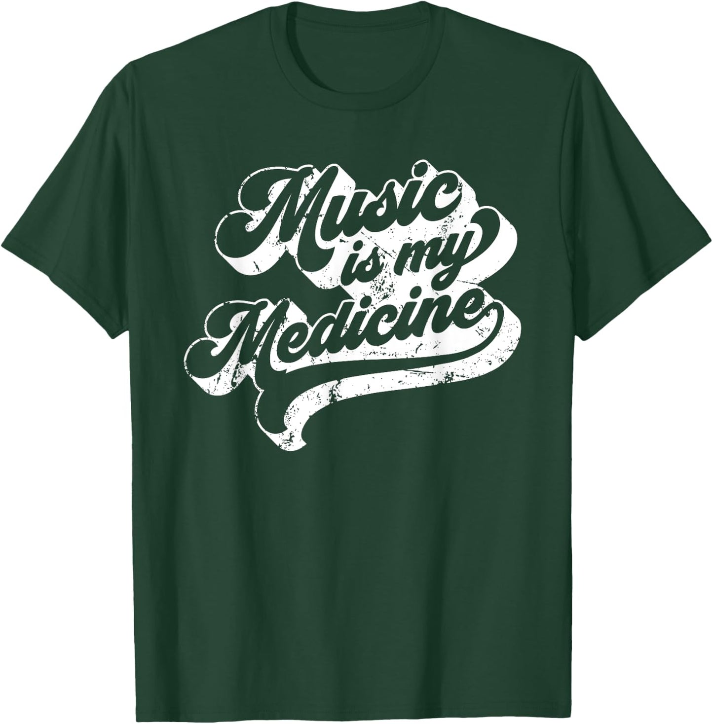Music Is My Medicine Vintage 70s Retro Style Quote T-Shirt - T-Shirt | Forest