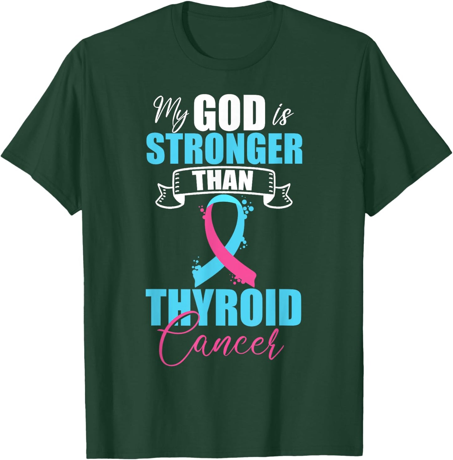 Thyroid Cancer Pink Purple Teal Ribbon Survivor Fighter T-Shirt - T-Shirt | Forest