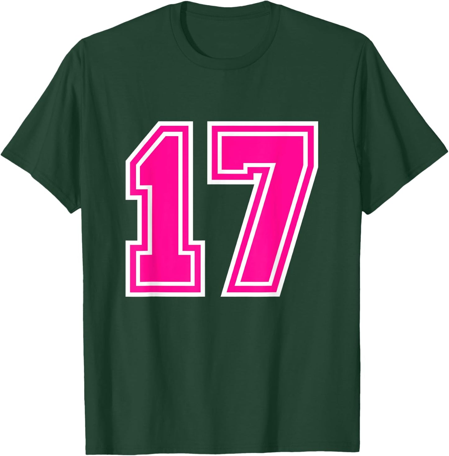 Number #17 Sport Pink Number T-Shirt - T-Shirt | Forest