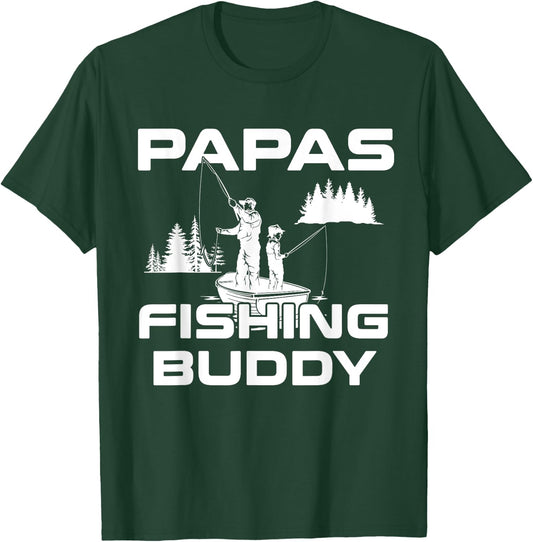 Papas Fishing Buddy Papa Fishing Youth Kids Girls Boys T-Shirt - T-Shirt | Forest