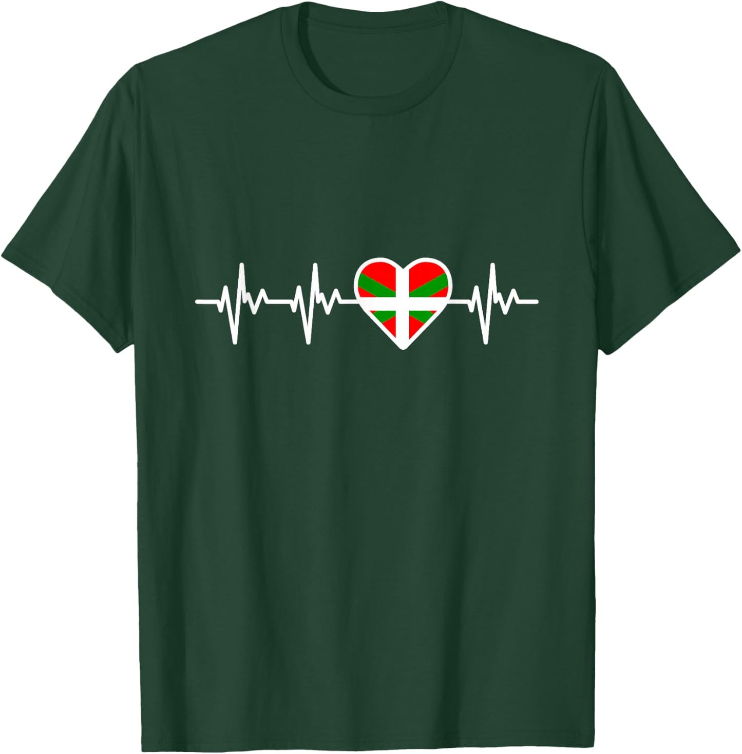 Basque Country Flag Heartbeat Basques T-Shirt - T-Shirt | Forest