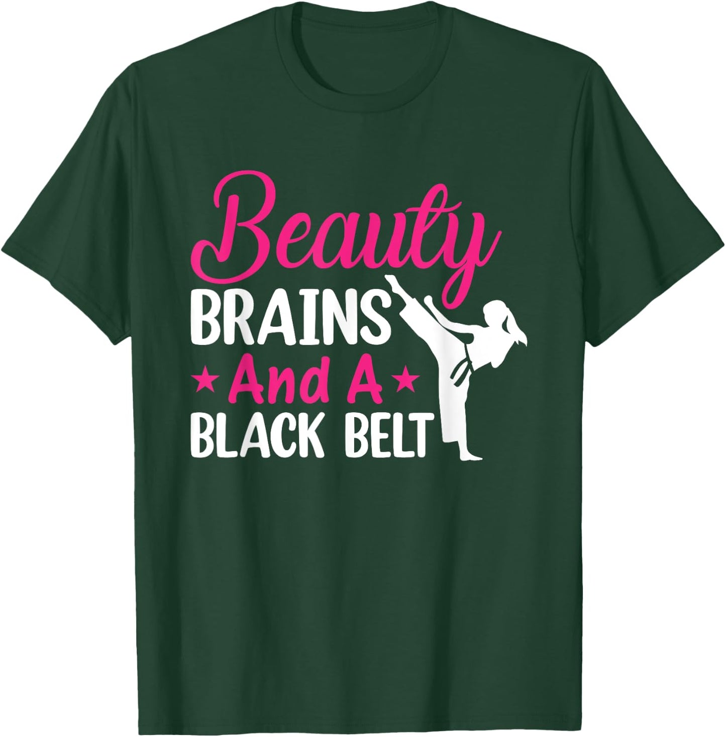 Beauty Brains And A Black Belt Martial Arts Cute Karate Girl T-Shirt - T-Shirt | Forest