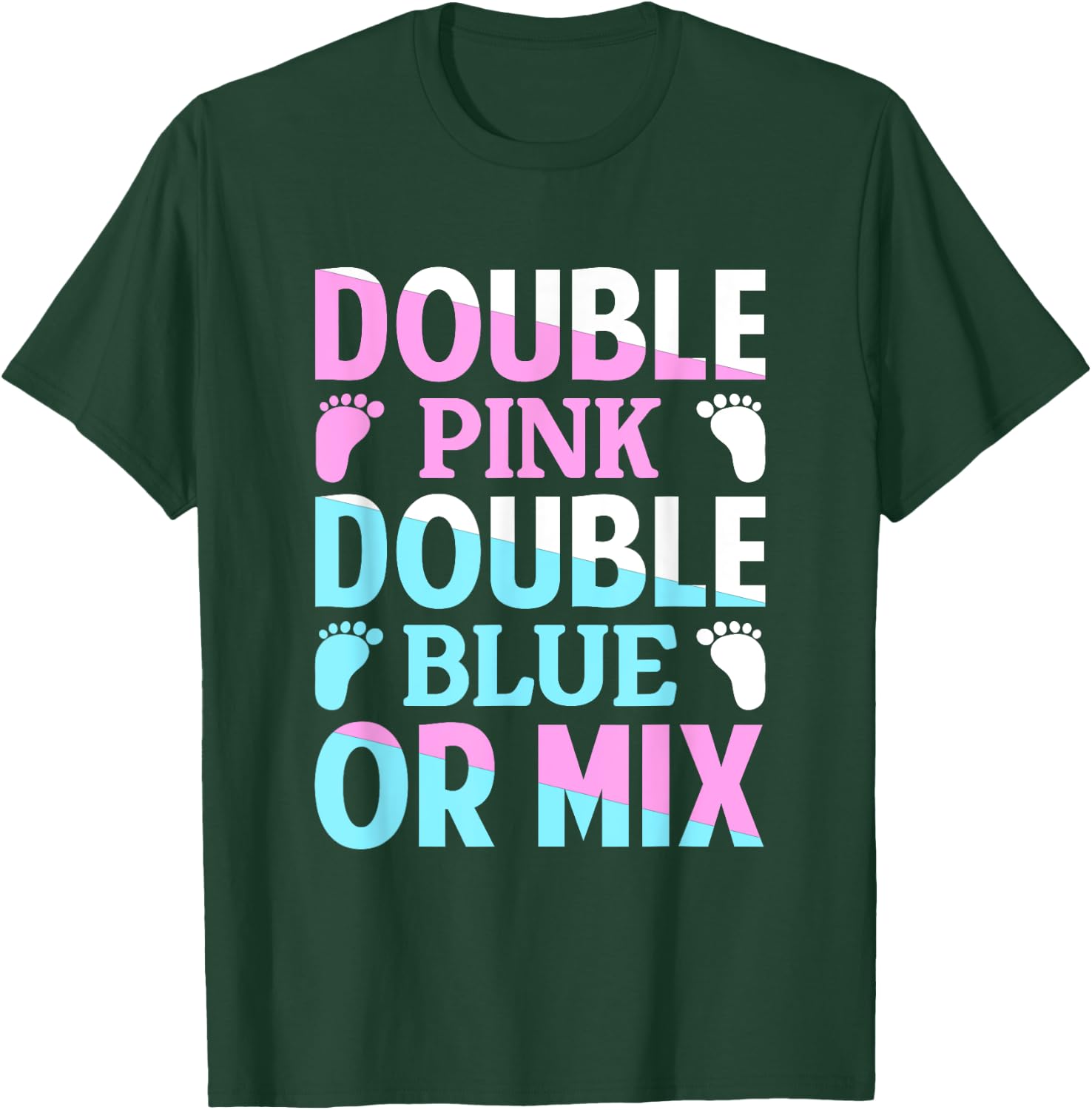 Double Pink Double Blue Mix Twin Gender Announcement Reveal T-Shirt - T-Shirt | Forest