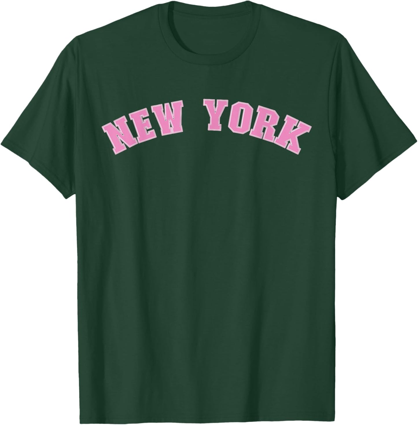 New York Varsity Style Pink Text T-Shirt - T-Shirt | Forest