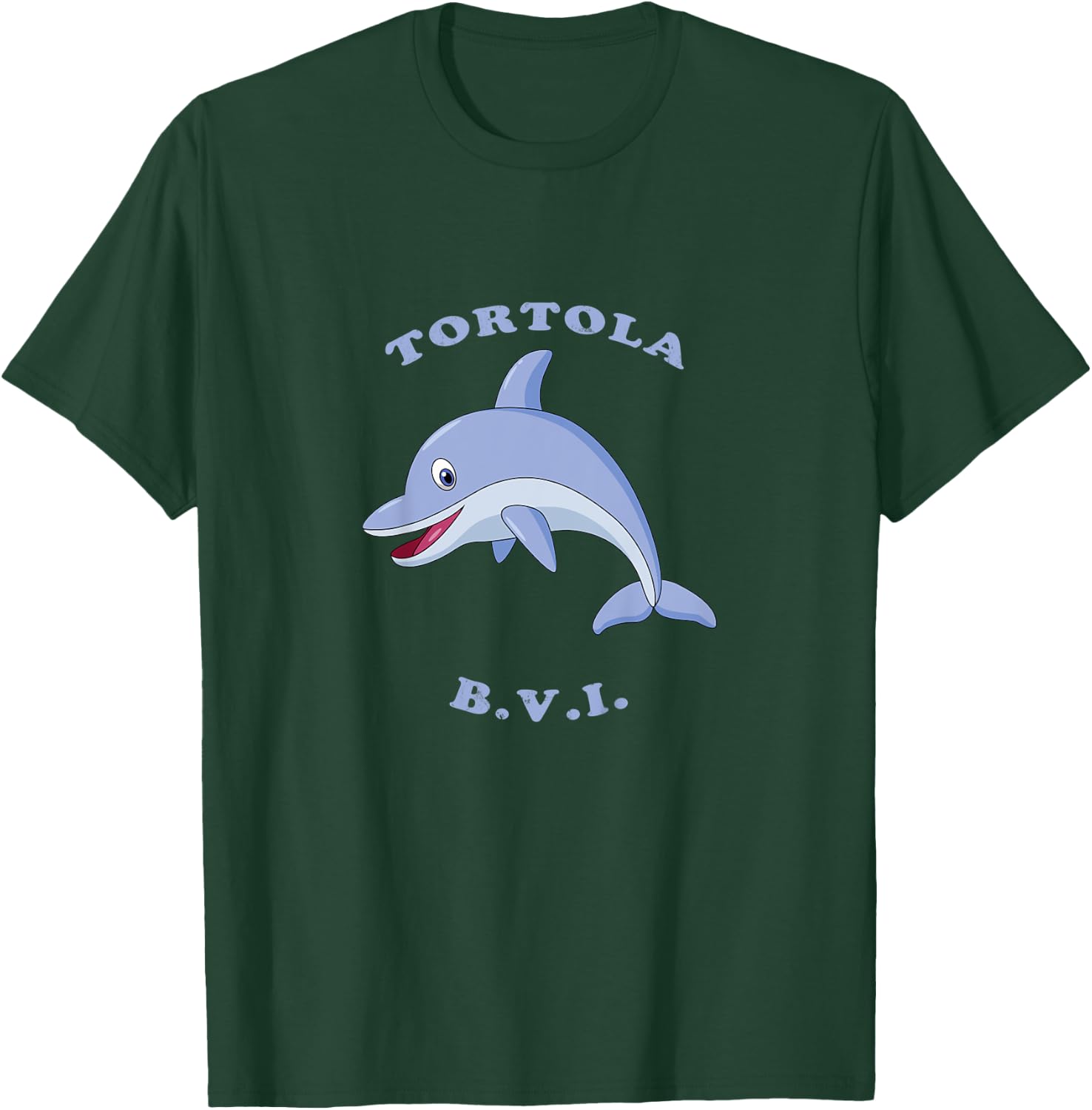 Kids Children's Tortola, BVI Dolphin Vacation T-Shirt - T-Shirt | Forest