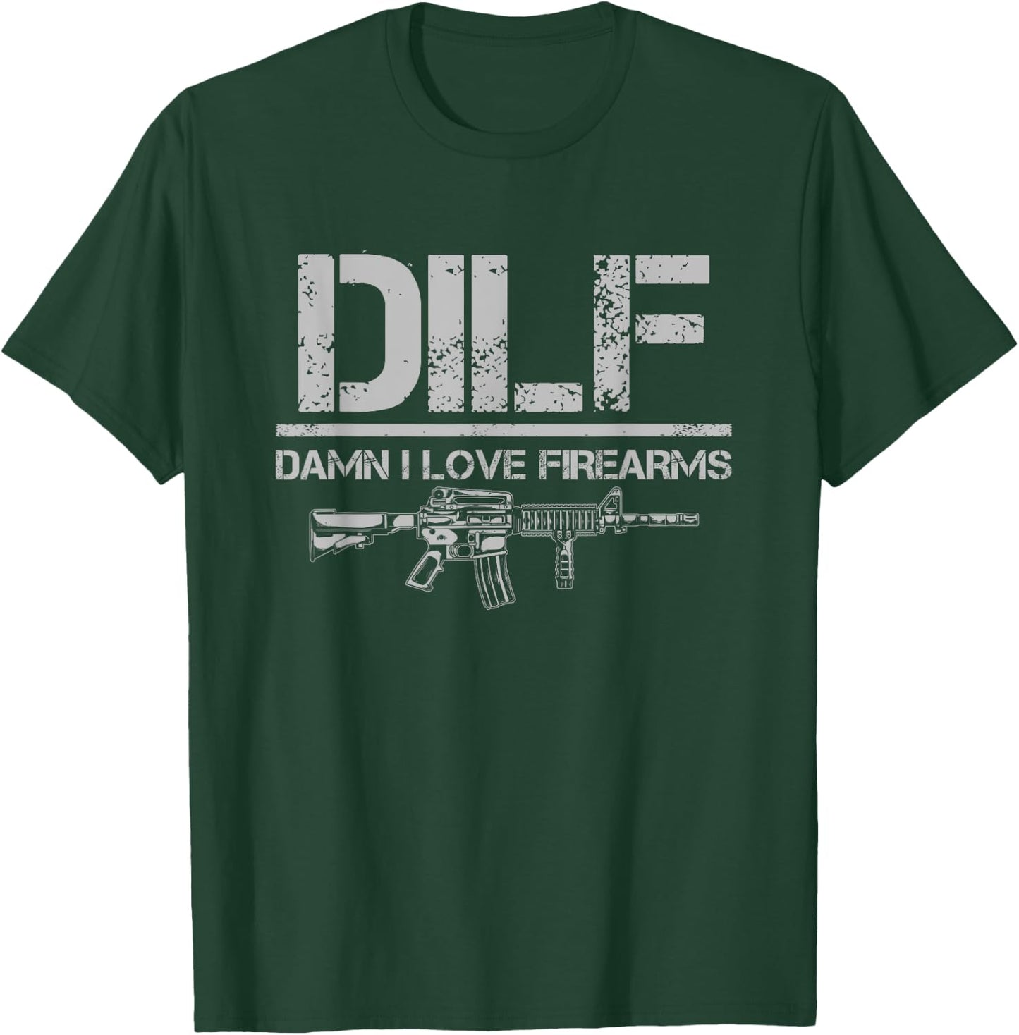 Gun American Flag DILF - Damn I Love Firearms T-Shirt - T-Shirt | Forest