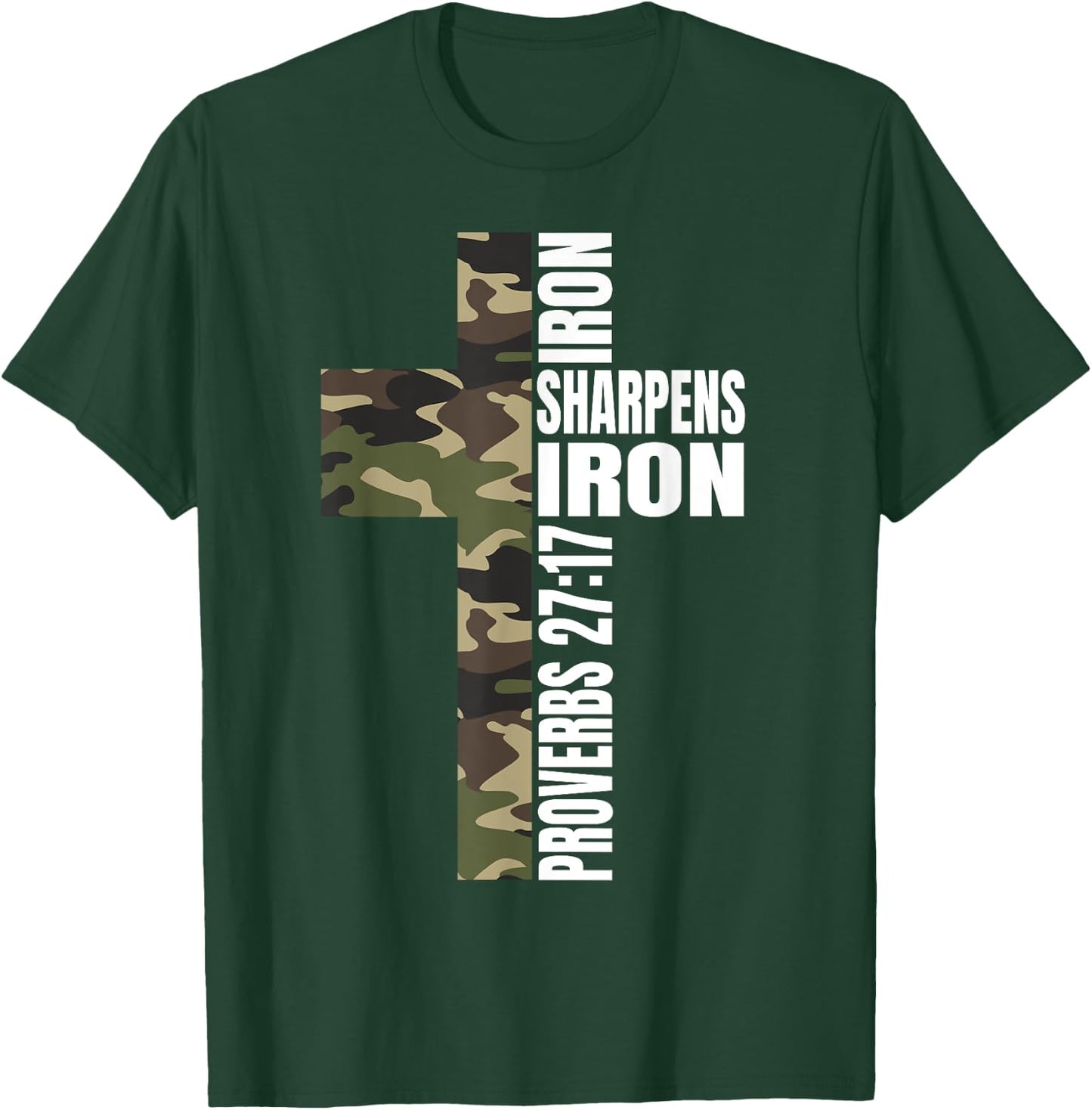 Green Camo Iron Sharpens Iron Christian Verse Family Couples T-Shirt - T-Shirt | Forest
